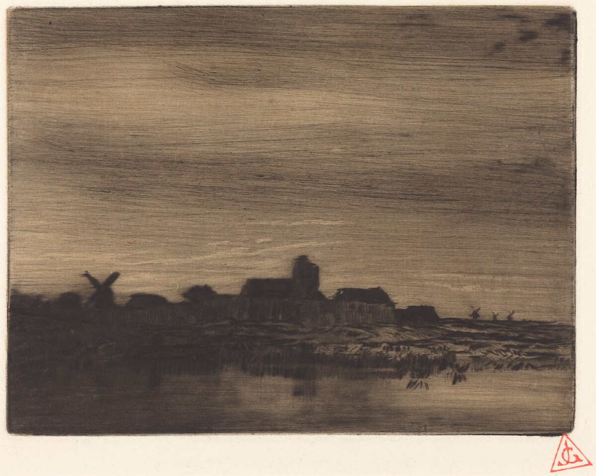 Waterside Village by Charles Émile Jacque