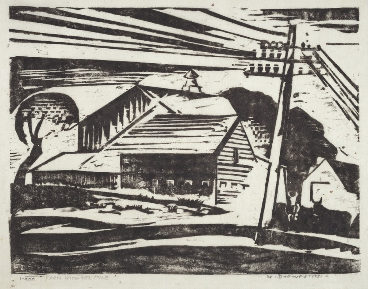 Farm with Telephone Pole by Werner Drewes