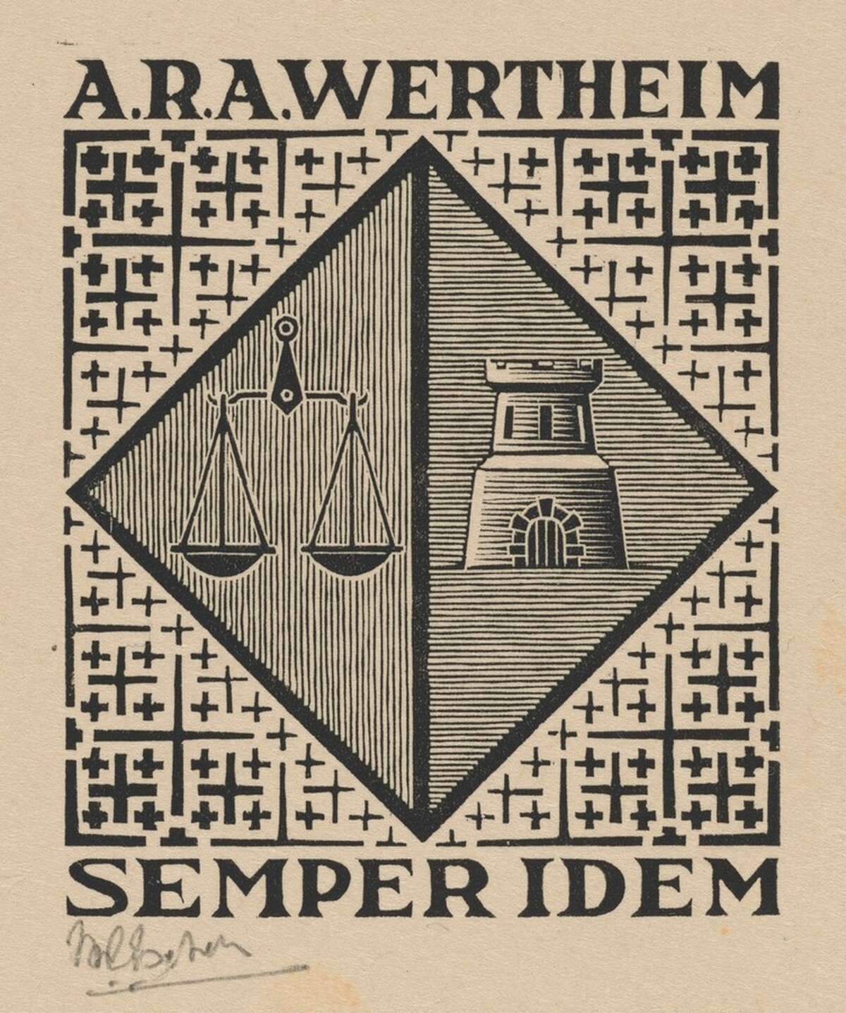 Bookplate A.R.A. Wertheim by M.C. Escher