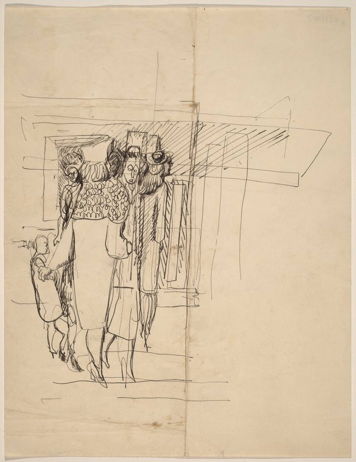 Stylishly Dressed Women Outdoors, One Holding the Arm of a Child by Mark Rothko