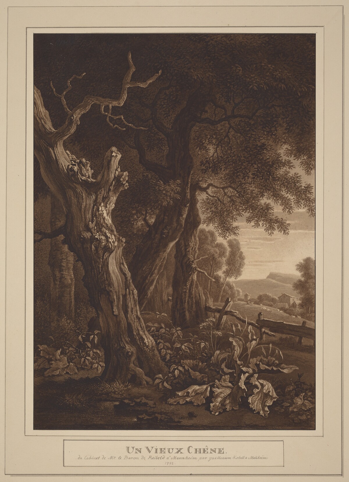 Ancient Oaks in a Landscape by Wilhelm von Kobell, after Jan Wijnants
