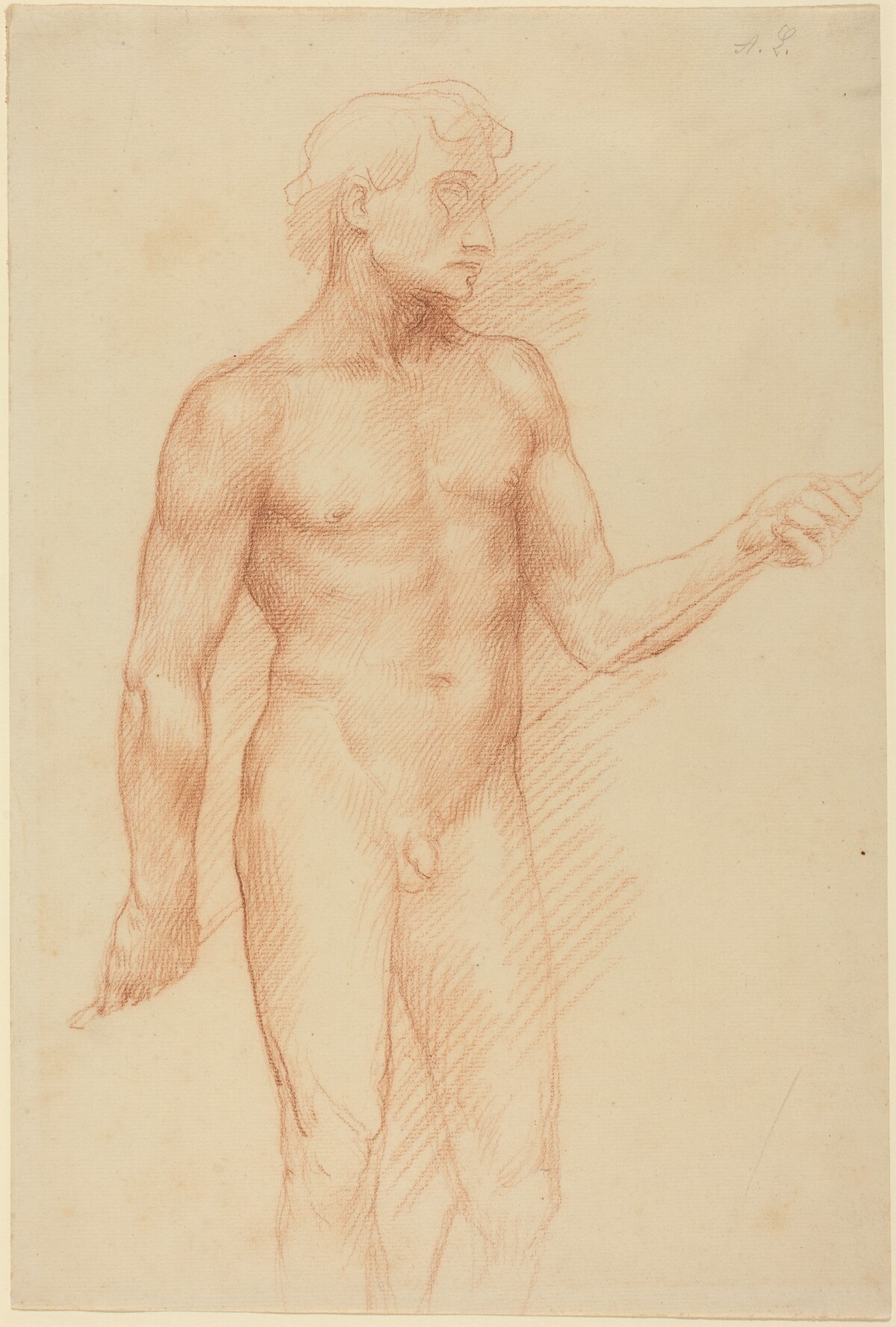 Study of a Man's Figure, Holding Rod behind Back by Alphonse Legros