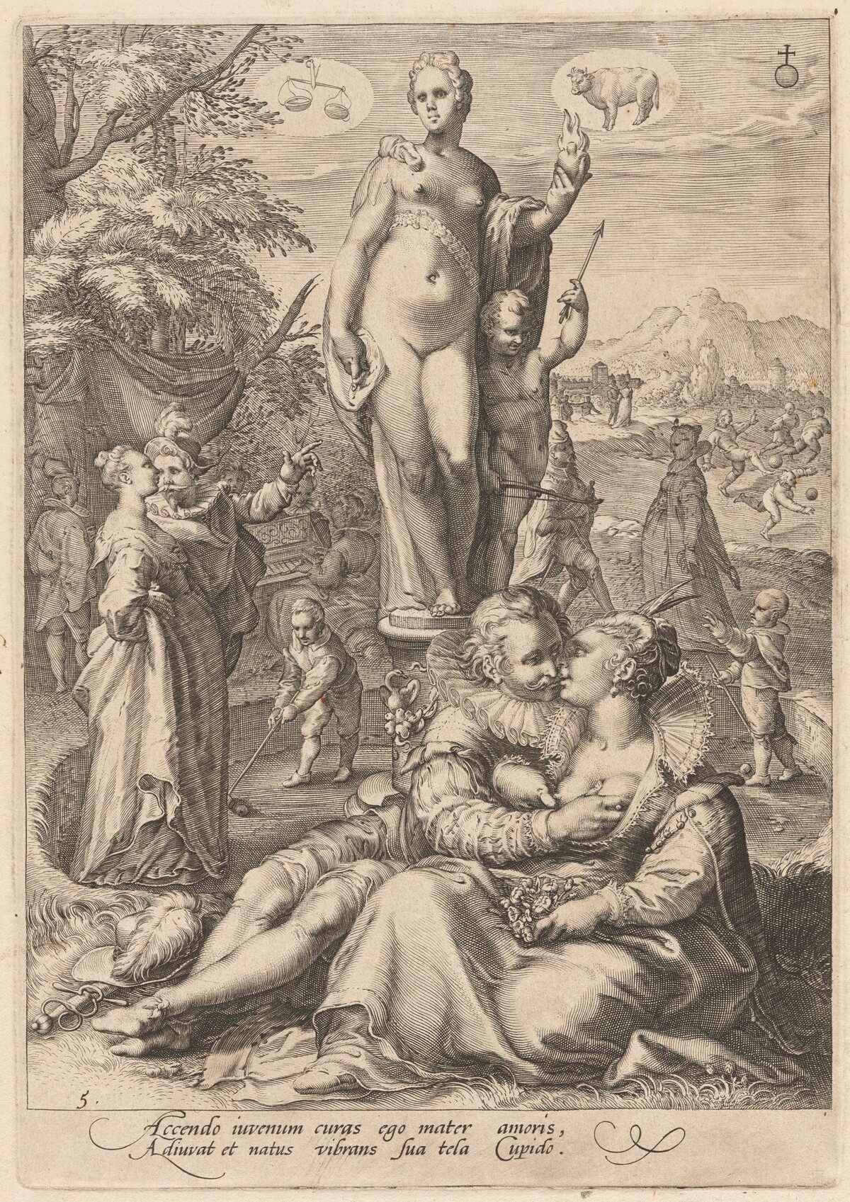 Venus Presiding Over the Arts of Love by Jan Pietersz Saenredam, after Hendrick Goltzius