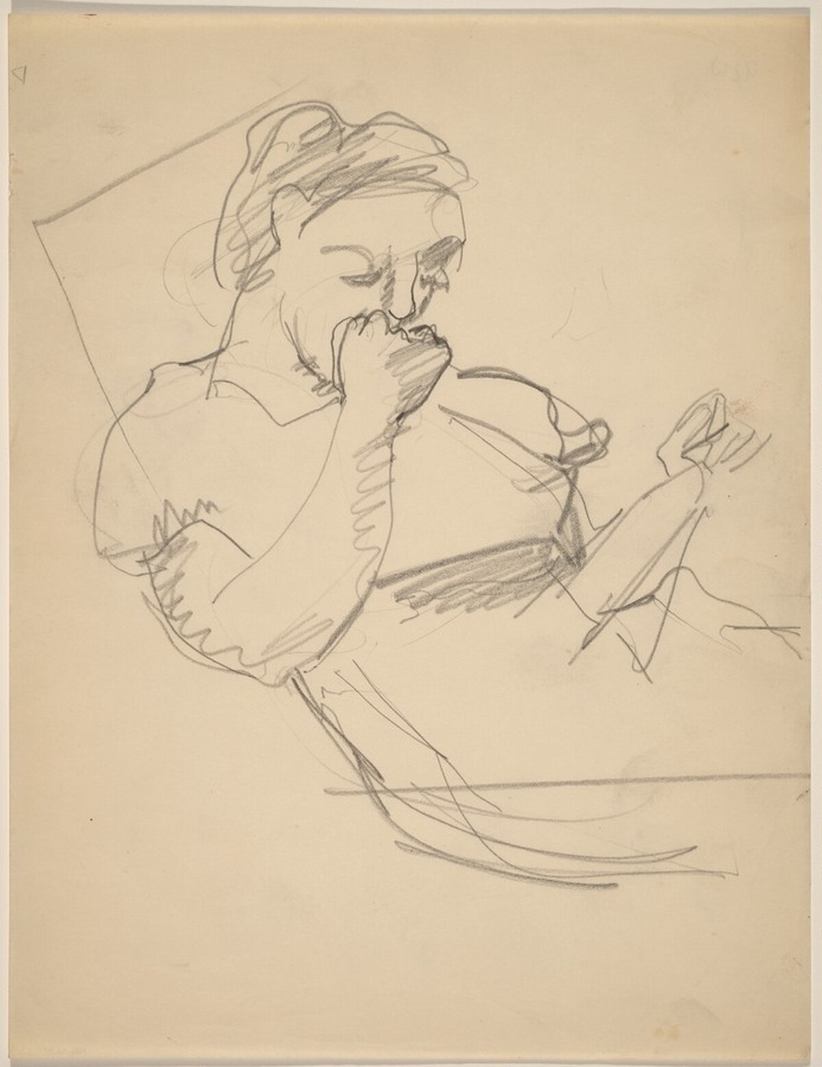 Woman Reading, Right Hand Covering Mouth by Mark Rothko