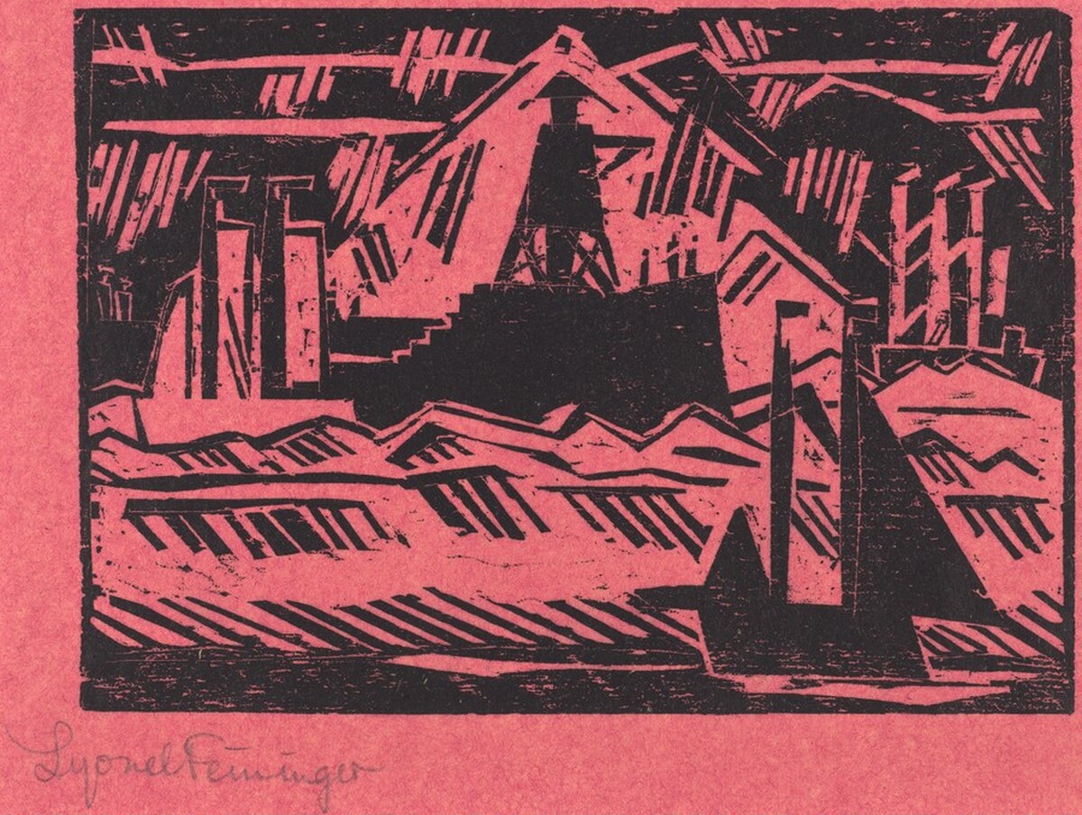 Harbor Pier with Lighthouse (Hafenmole mit Leuchtbake) by Lyonel Feininger