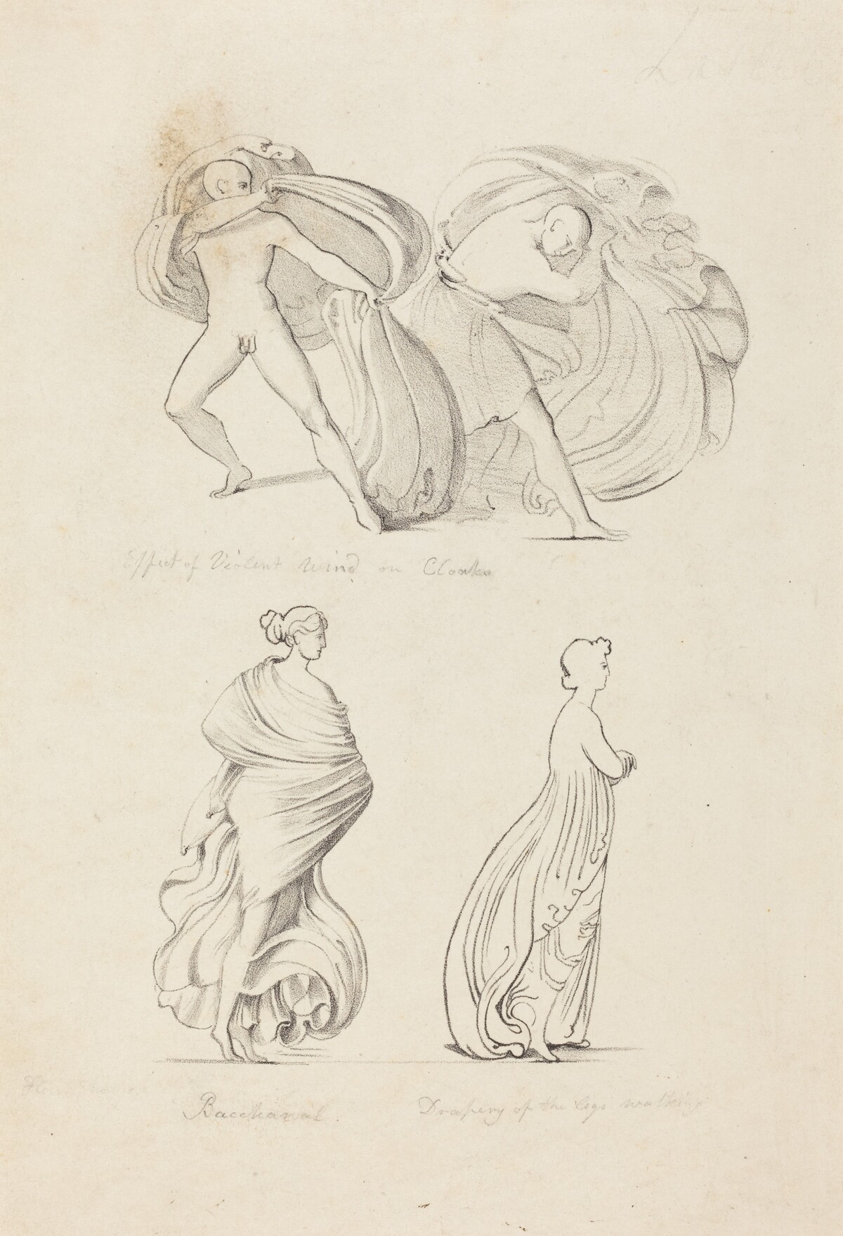 Drapery, Three Figures, a Bacchante and Two From Nature by Henry Noel Humphreys after John Flaxman