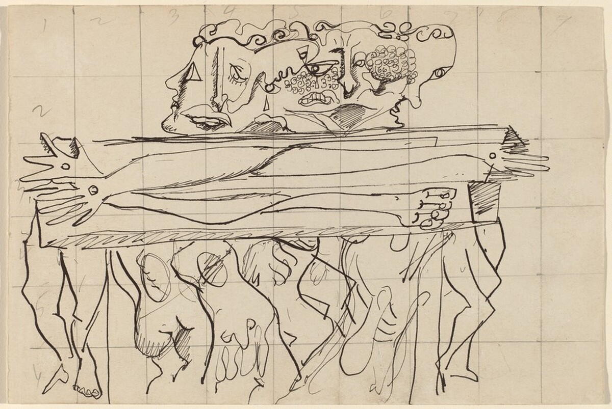 Figure Composition with Grid [recto] by Mark Rothko