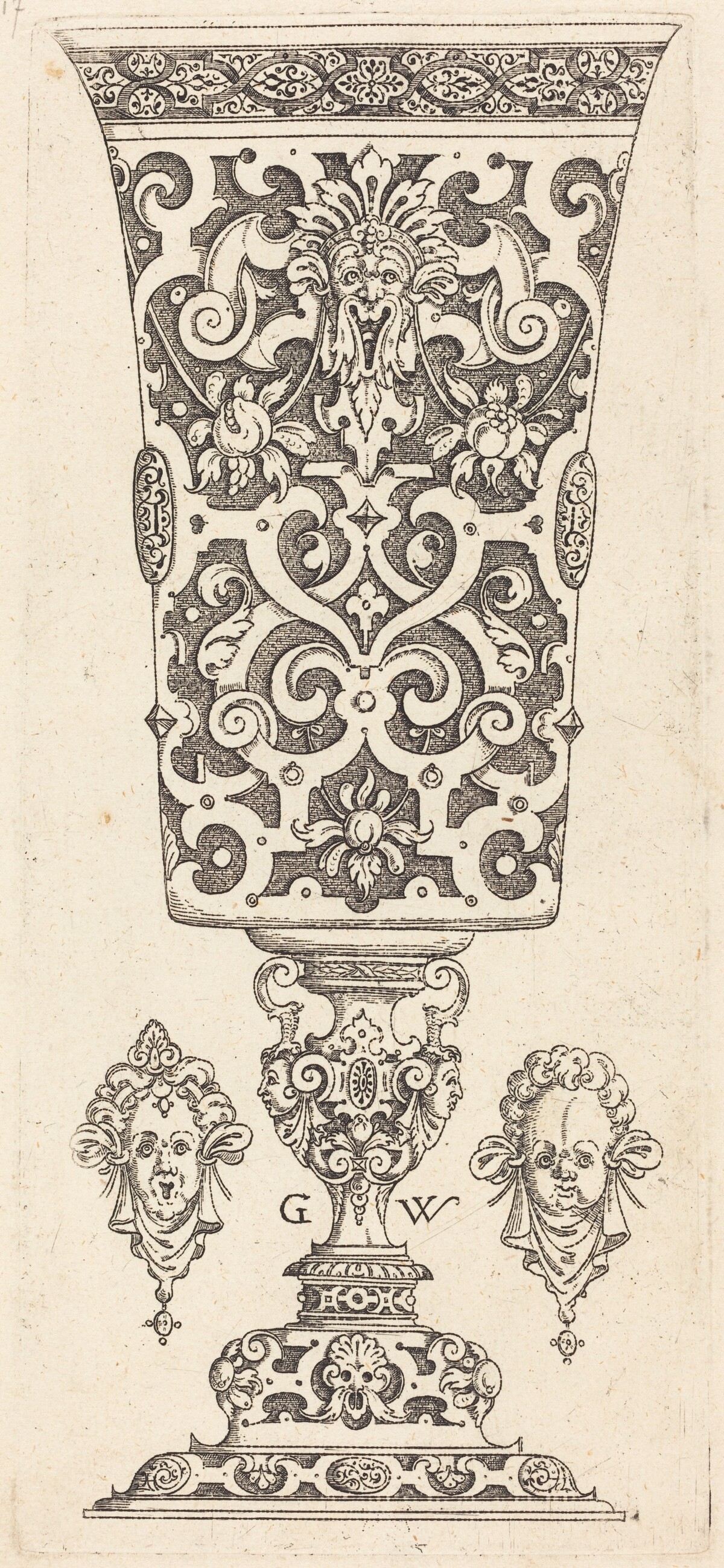 Goblet with base decorated with two large scallops by Georg Wechter I