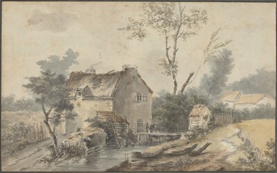 Mill with Bridge and Figures