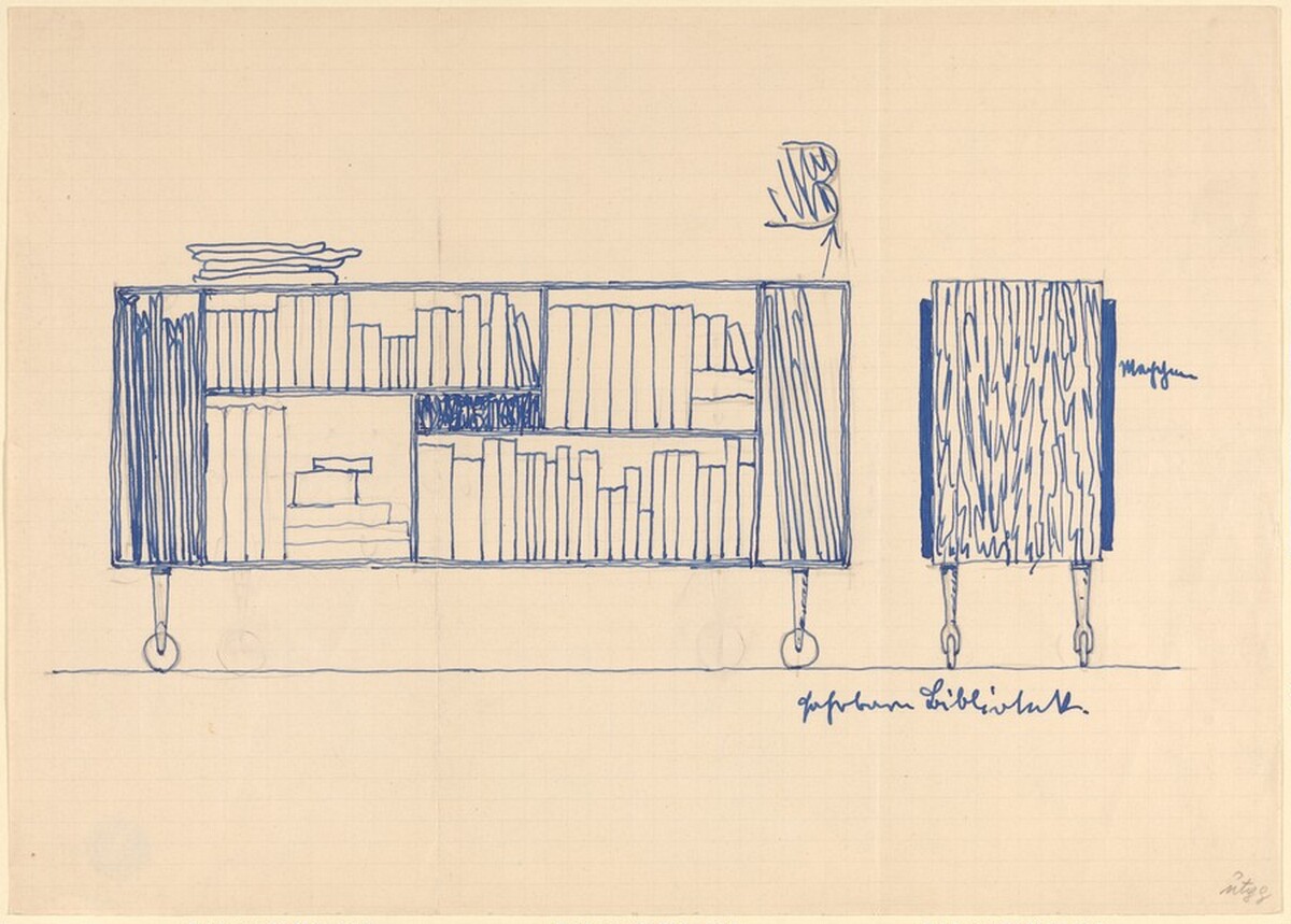 Bureau on Wheels with Books by Josef Hoffmann