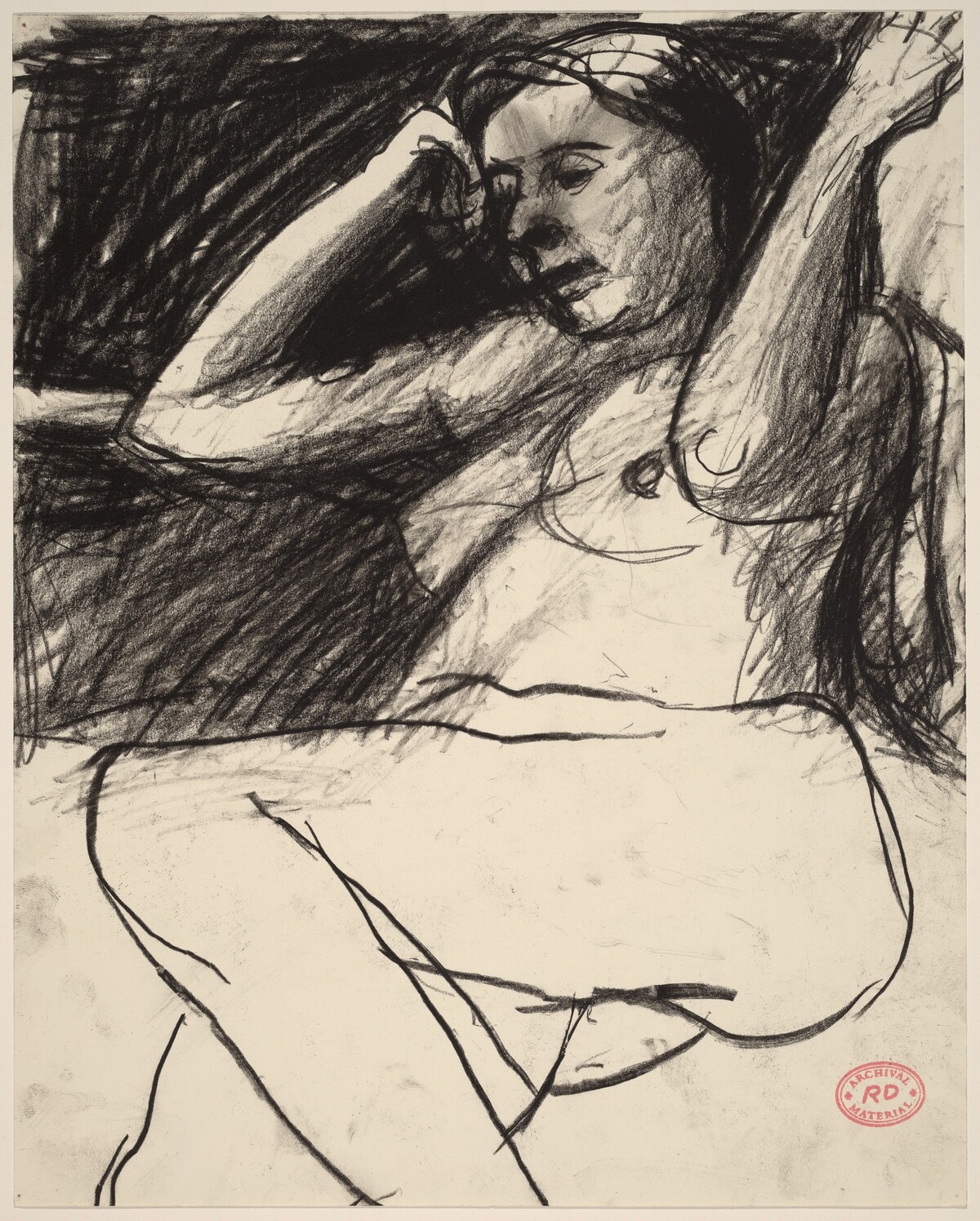 Untitled [seated nude with her forearms raised] by Richard Diebenkorn