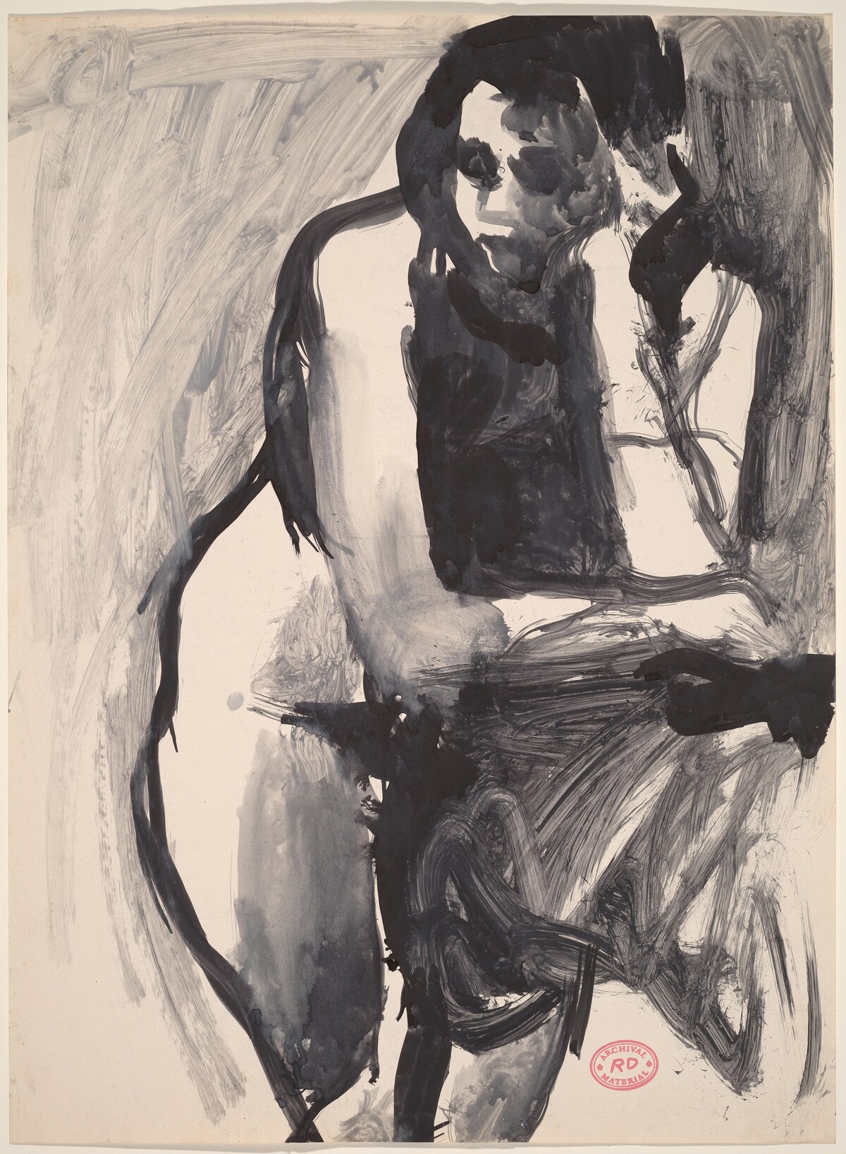 Untitled [model leaning on a stand] by Richard Diebenkorn