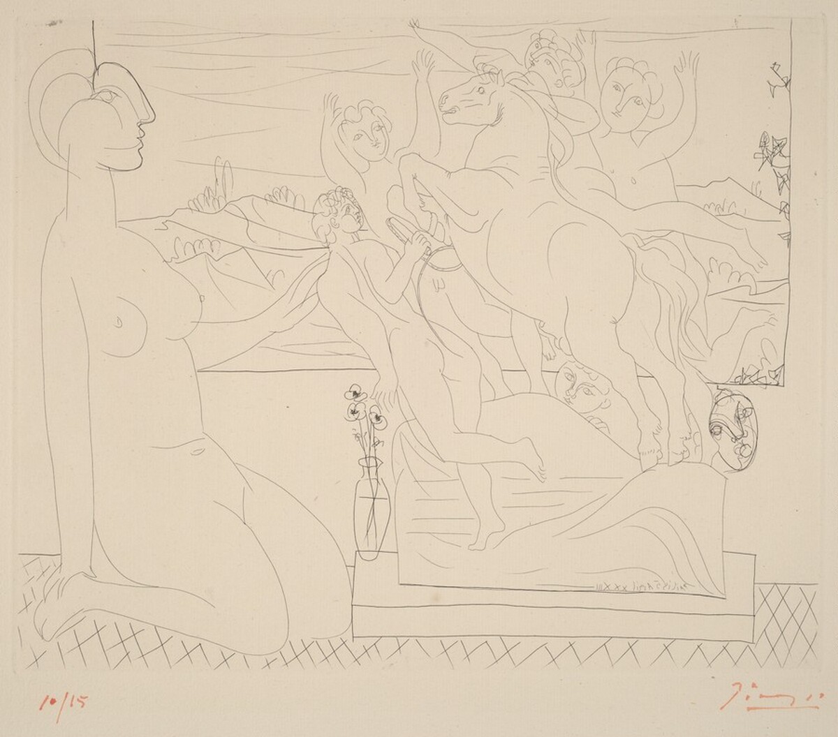 Model Contemplating a Sculpted Group (Modele contemplant un groupe sculpte) by Pablo Picasso