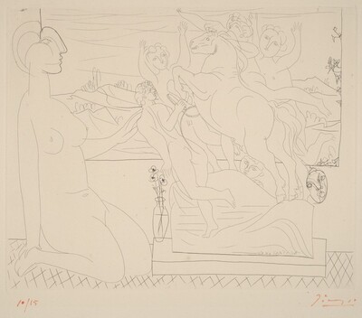 Model Contemplating a Sculpted Group (Modele contemplant un groupe sculpte)