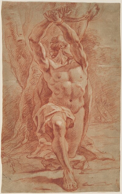 Kneeling Man Bound to a Tree