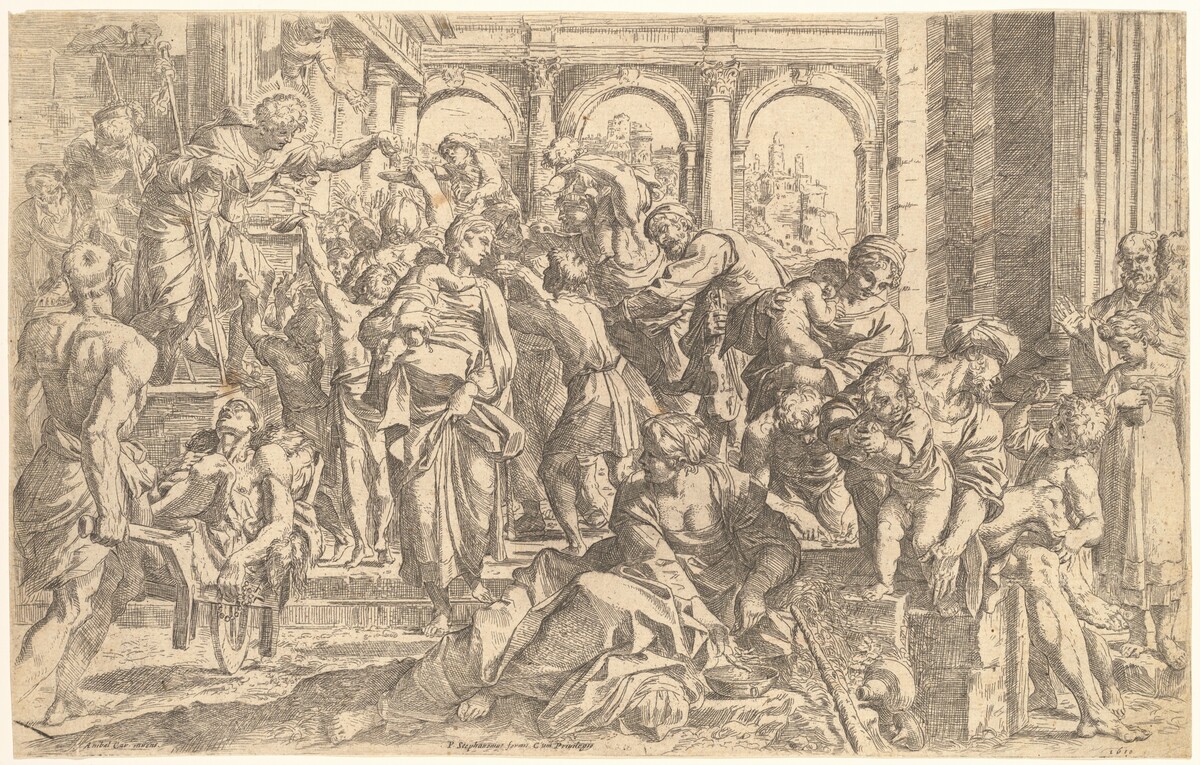 Saint Roch Distributing Alms by Guido Reni, after Annibale Carracci