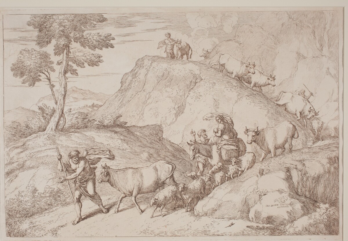 An Elderly Shepherd Leading the Flock by Gaetano Zompini, after Giovanni Benedetto Castiglione