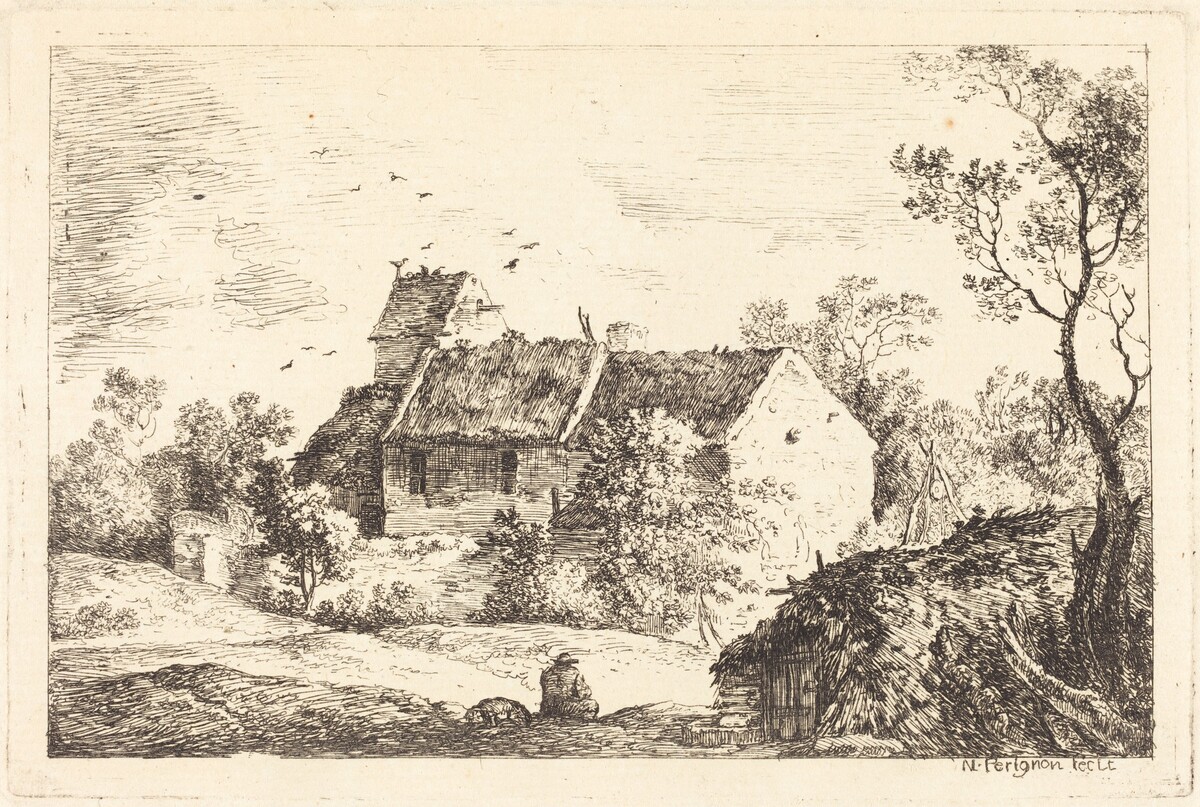 House with a Dovecote in a Rolling Landscape by Nicolas Pérignon