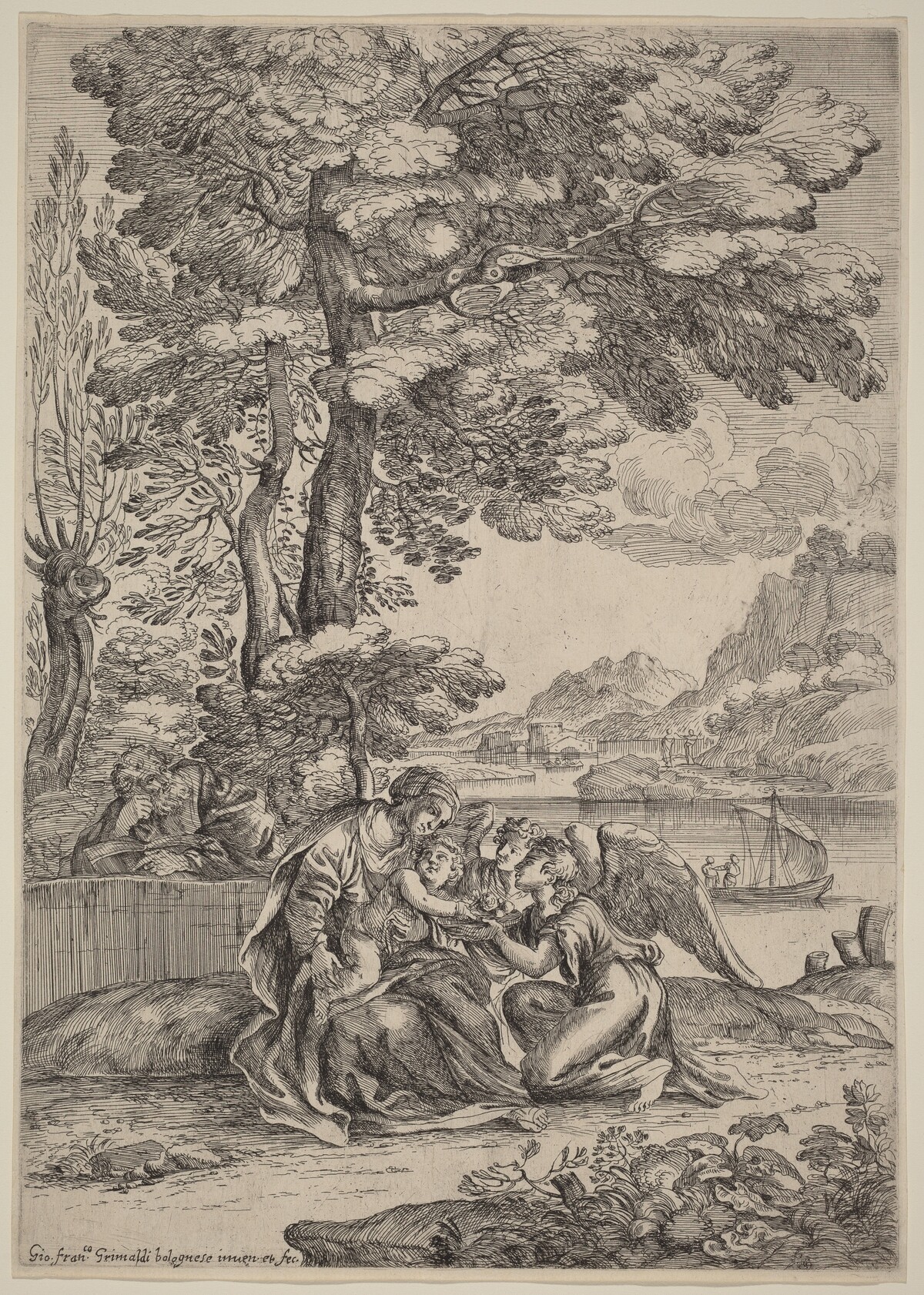 The Rest on the Flight into Egypt by Giovanni Francesco Grimaldi