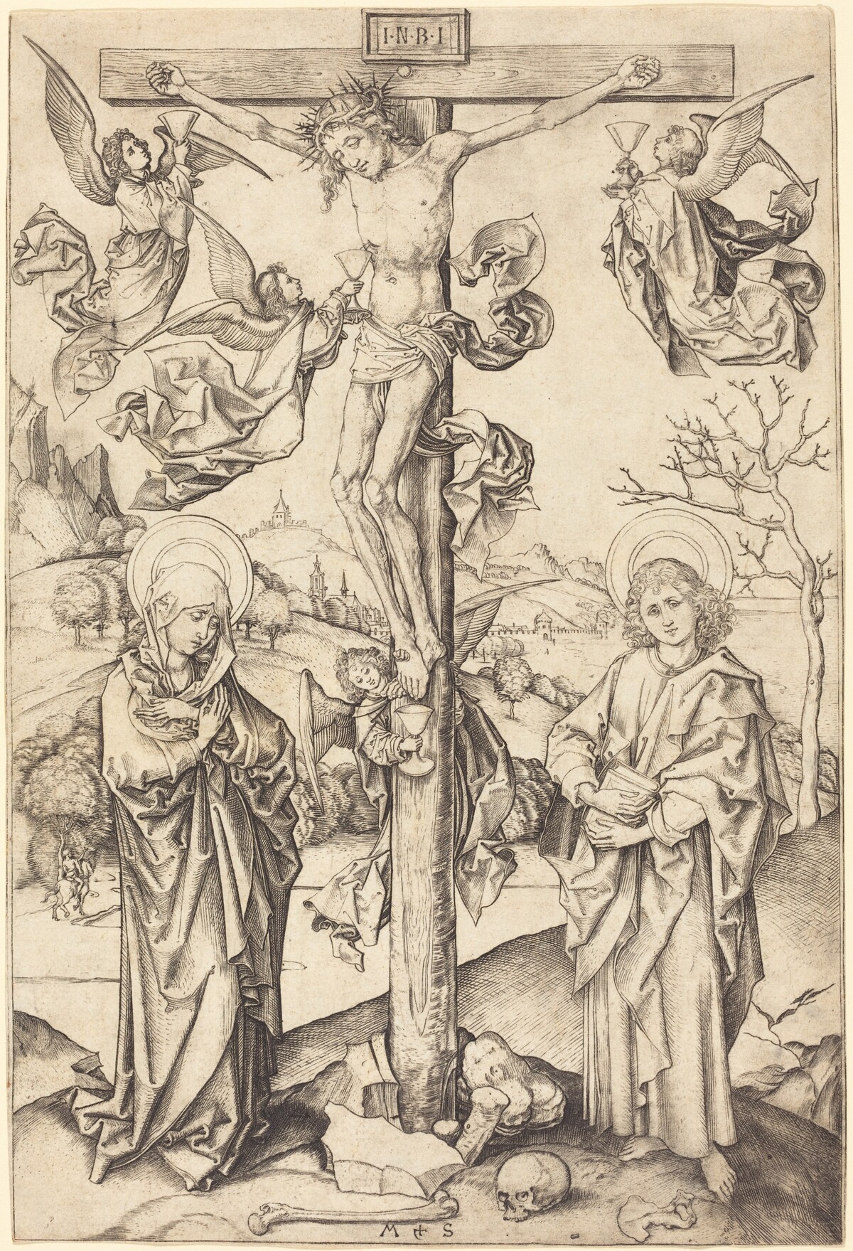 The Crucifixion with Four Angels by Martin Schongauer