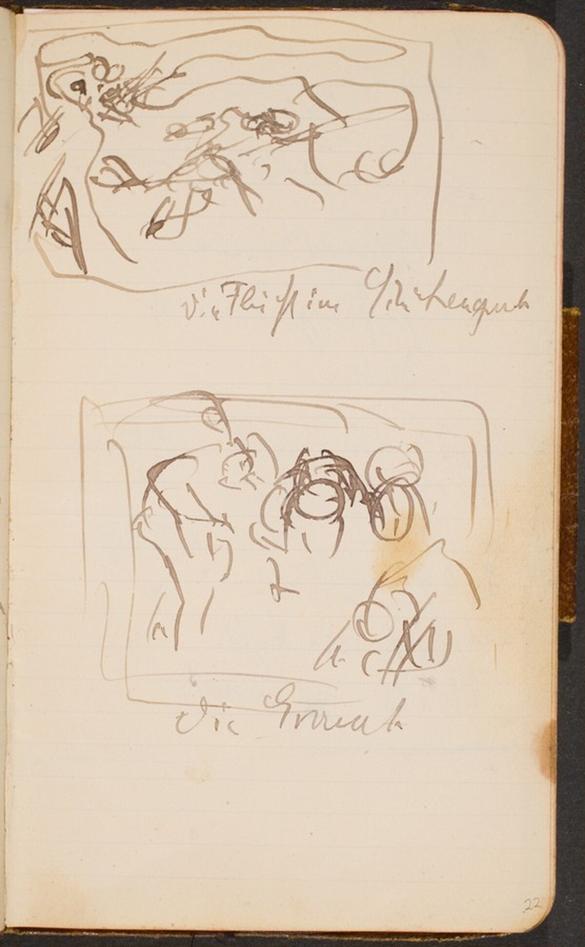 Zwei Skizzen und Notizen (Two Sketches with Notations) [p. 22] by Max Beckmann
