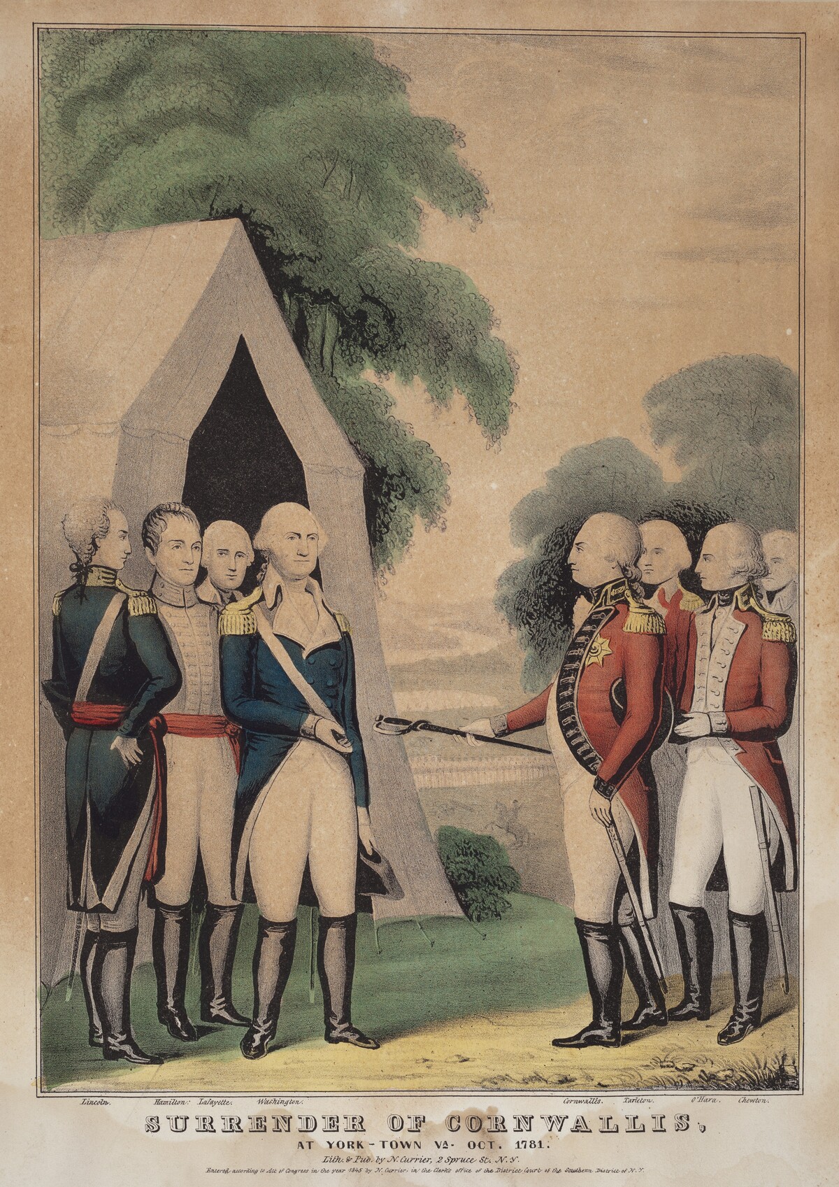 Surrender of Cornwallis: At York-Town Va. Oct. 1781 by Nathaniel Currier