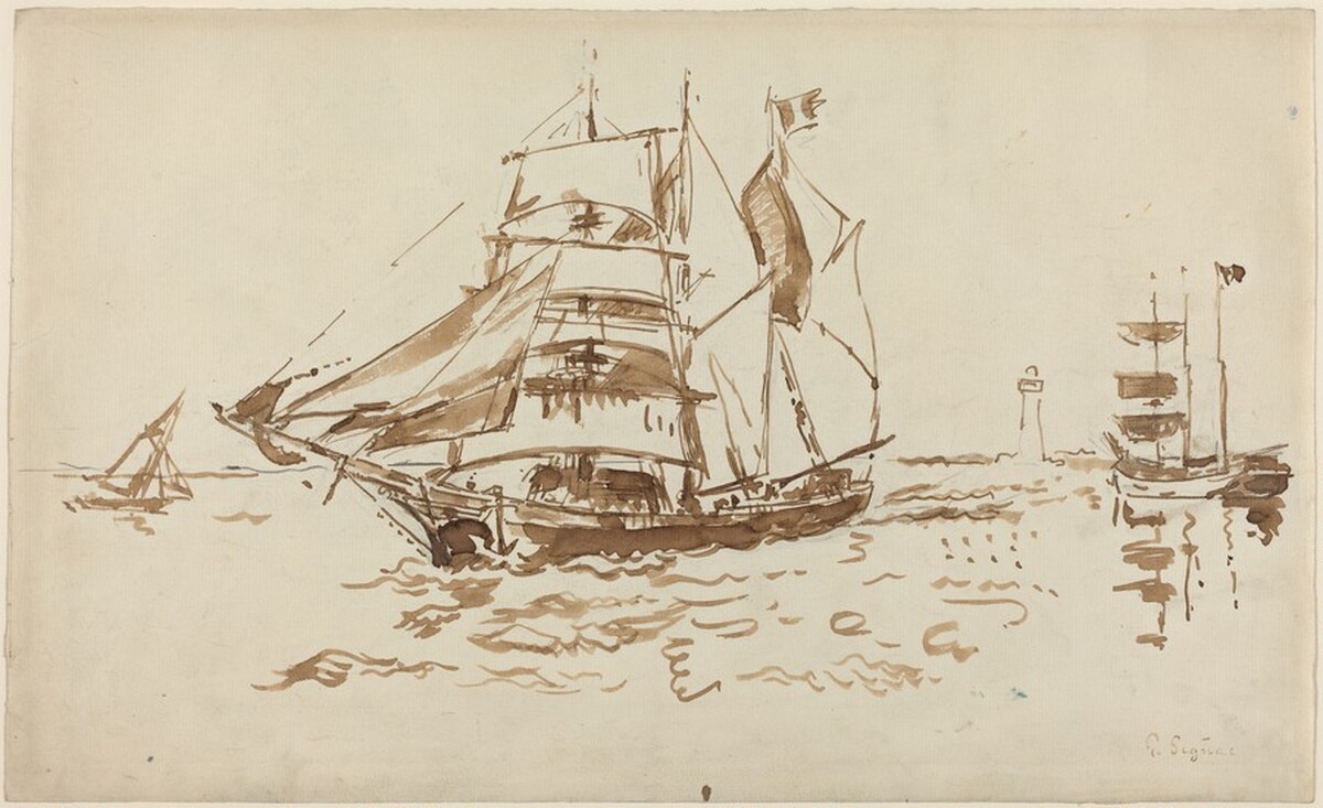 Sailboats near a Lighthouse by Paul Signac