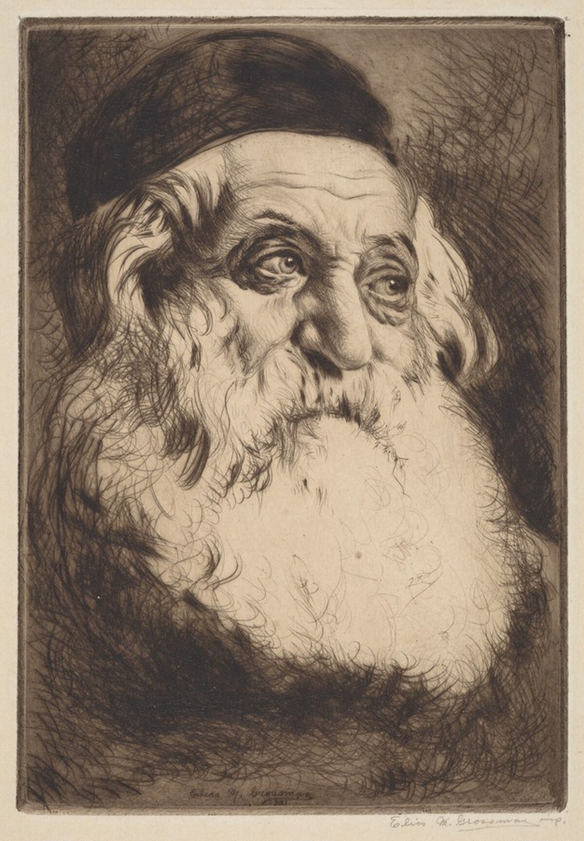 Head of Man with Beard by Elias M. Grossman