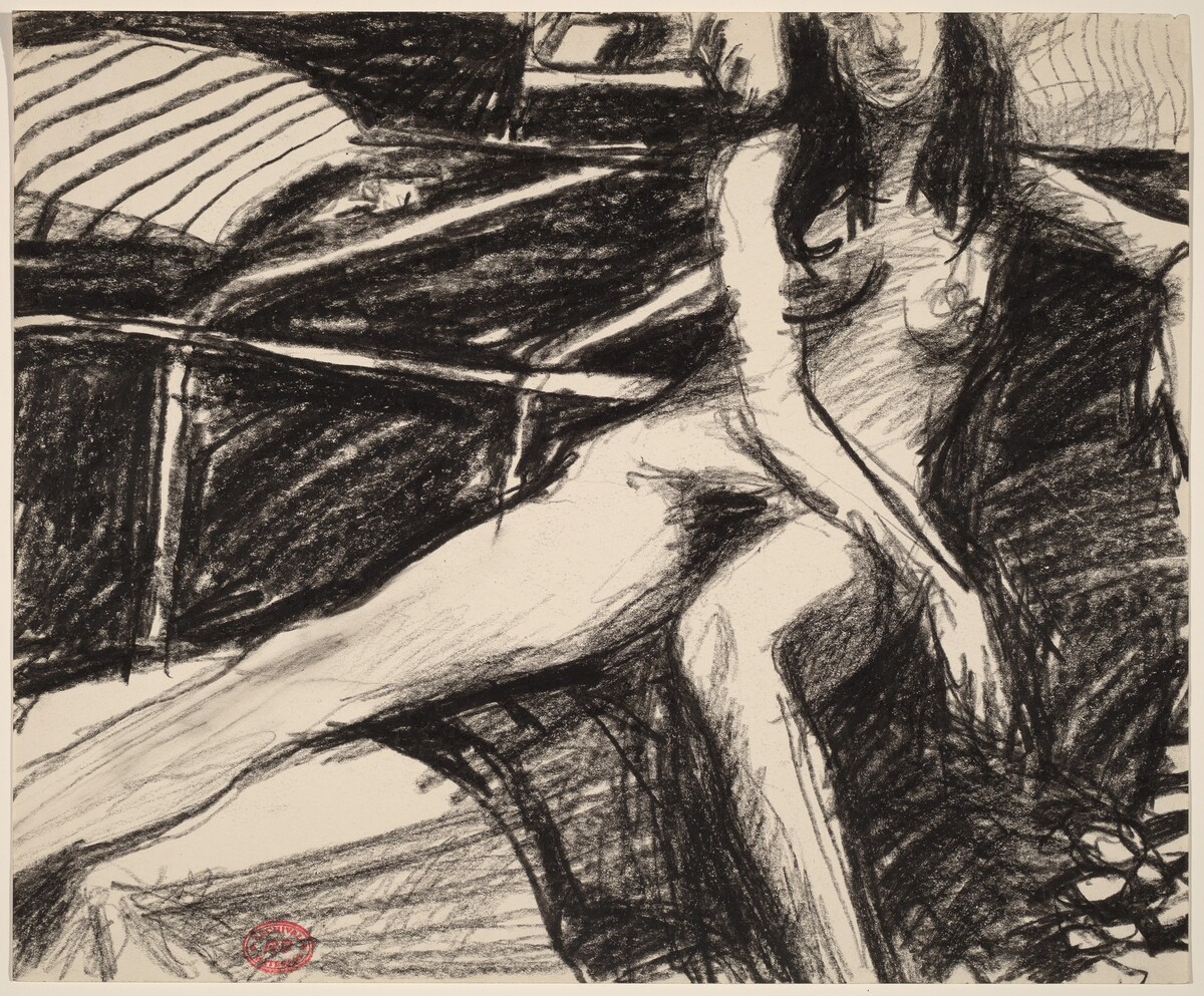 Untitled [female nude sitting with her right leg up] by Richard Diebenkorn