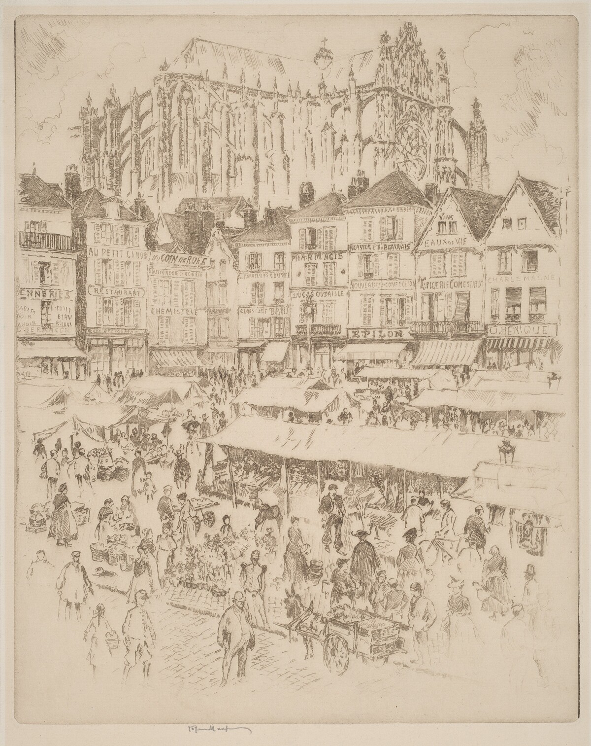 La Place, Beauvais by Joseph Pennell