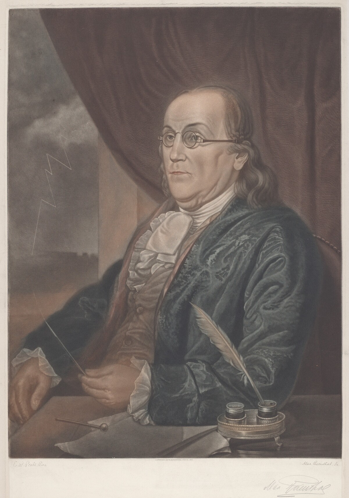 Benjamin Franklin by Max Rosenthal after Charles Willson Peale