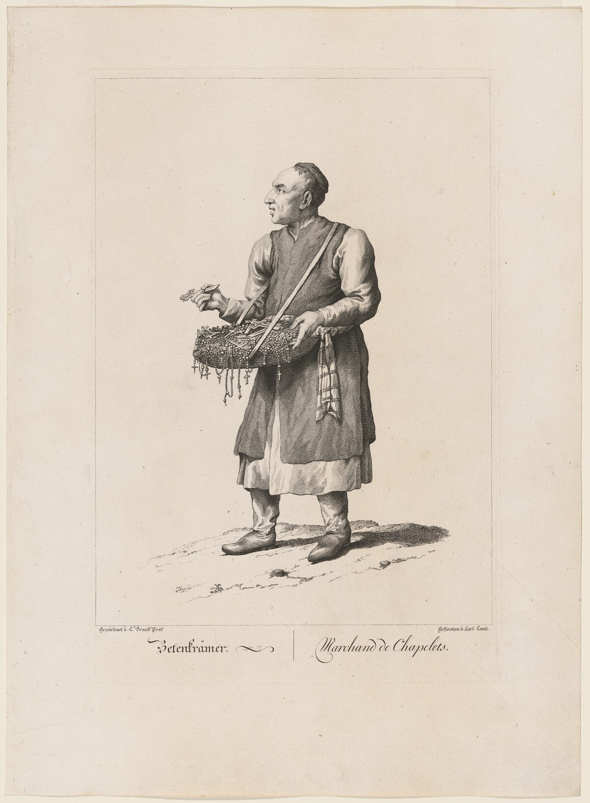 Betenkrämer / Marchand de Chapelets (Rosary Peddler) by Carl Conti, after Johann Christian Brand