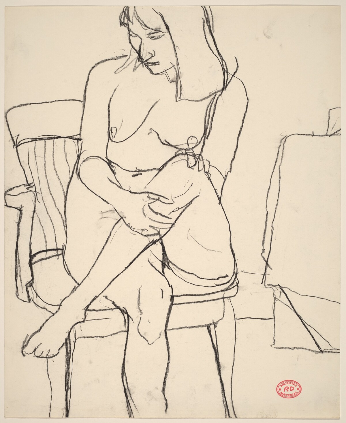 Untitled [female nude seated in armchair with legs crossed] by Richard Diebenkorn