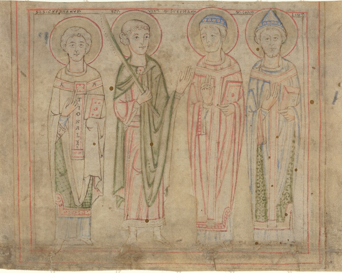 Saints Cyprian, Vitus, Stephan, and Cornelius by German 12th Century