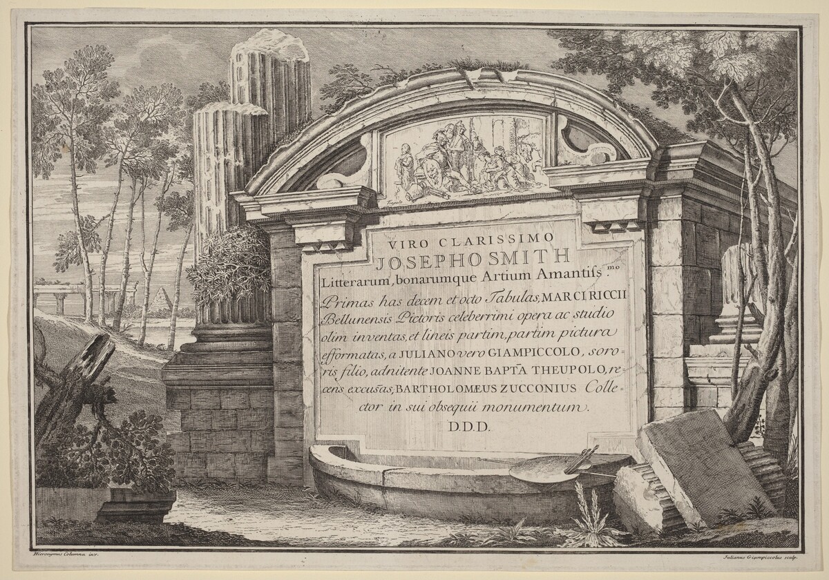 Classical Ruins in a Landscape: frontispiece by Giuliano Giampiccoli and Giovanni Battista Tiepolo