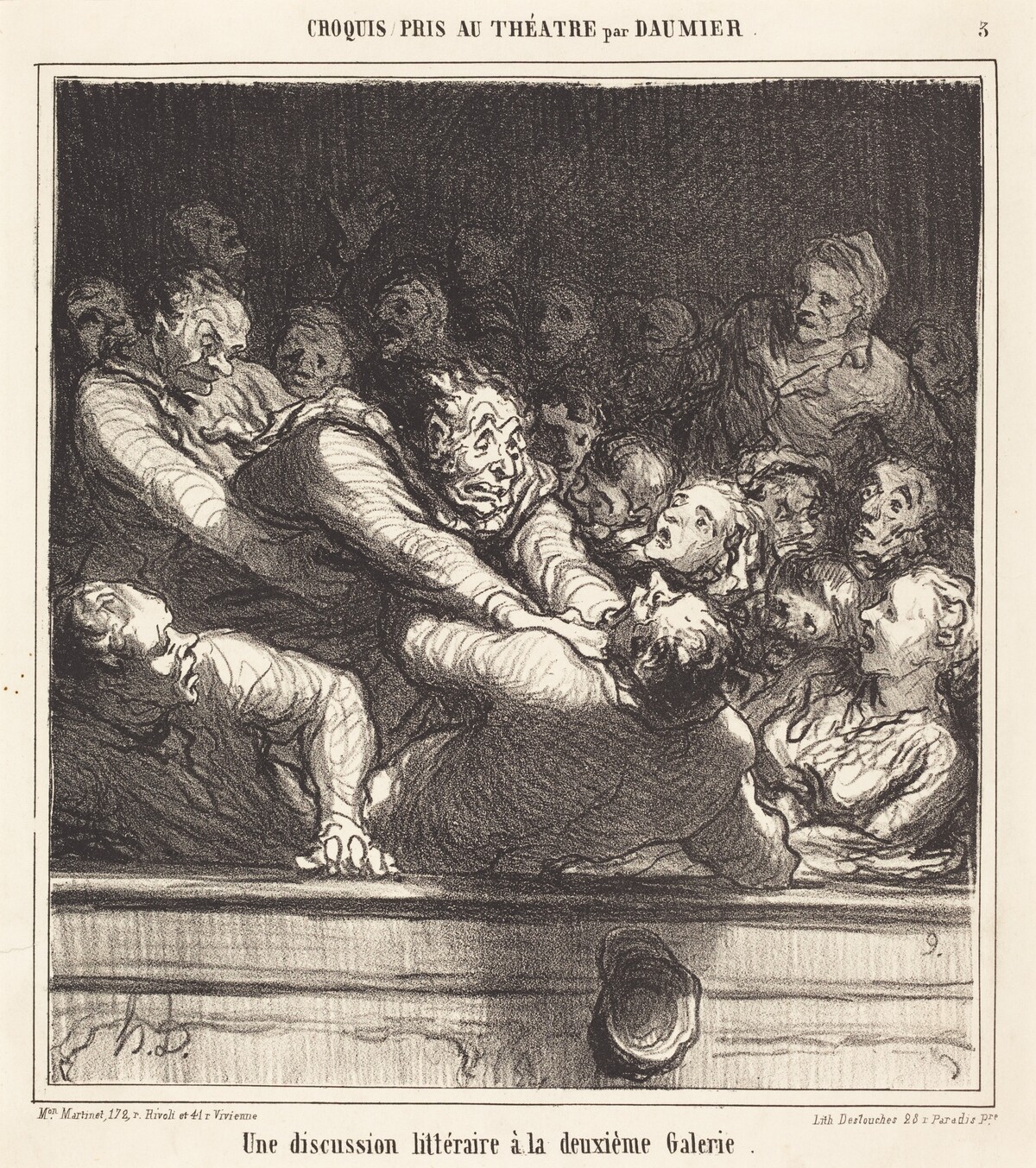 Une Discussion littéraire a la deuxième Galerie by Honoré Daumier