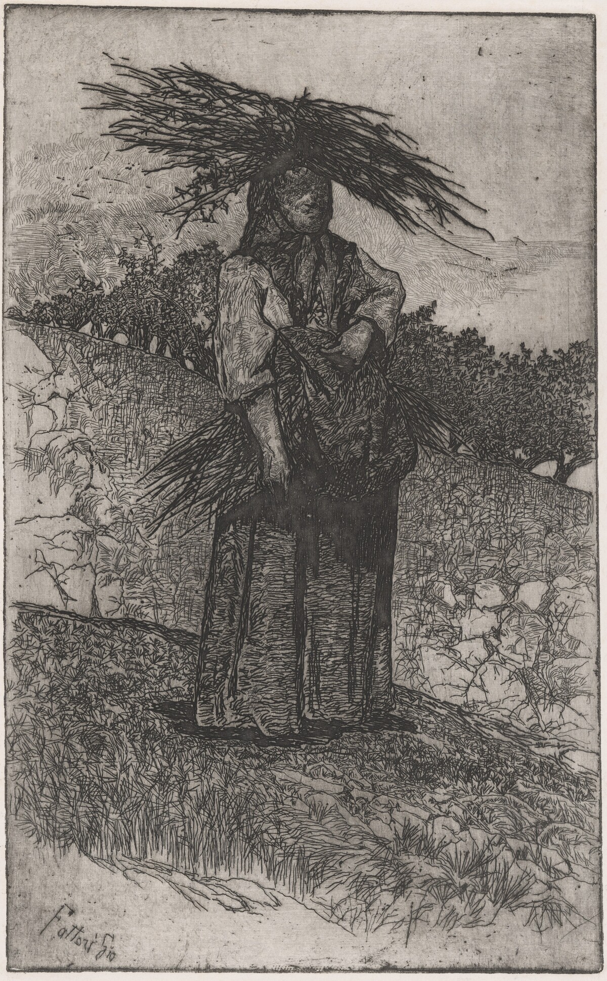 La Boscaiola: Peasant Woman Carrying Wood by Giovanni Fattori