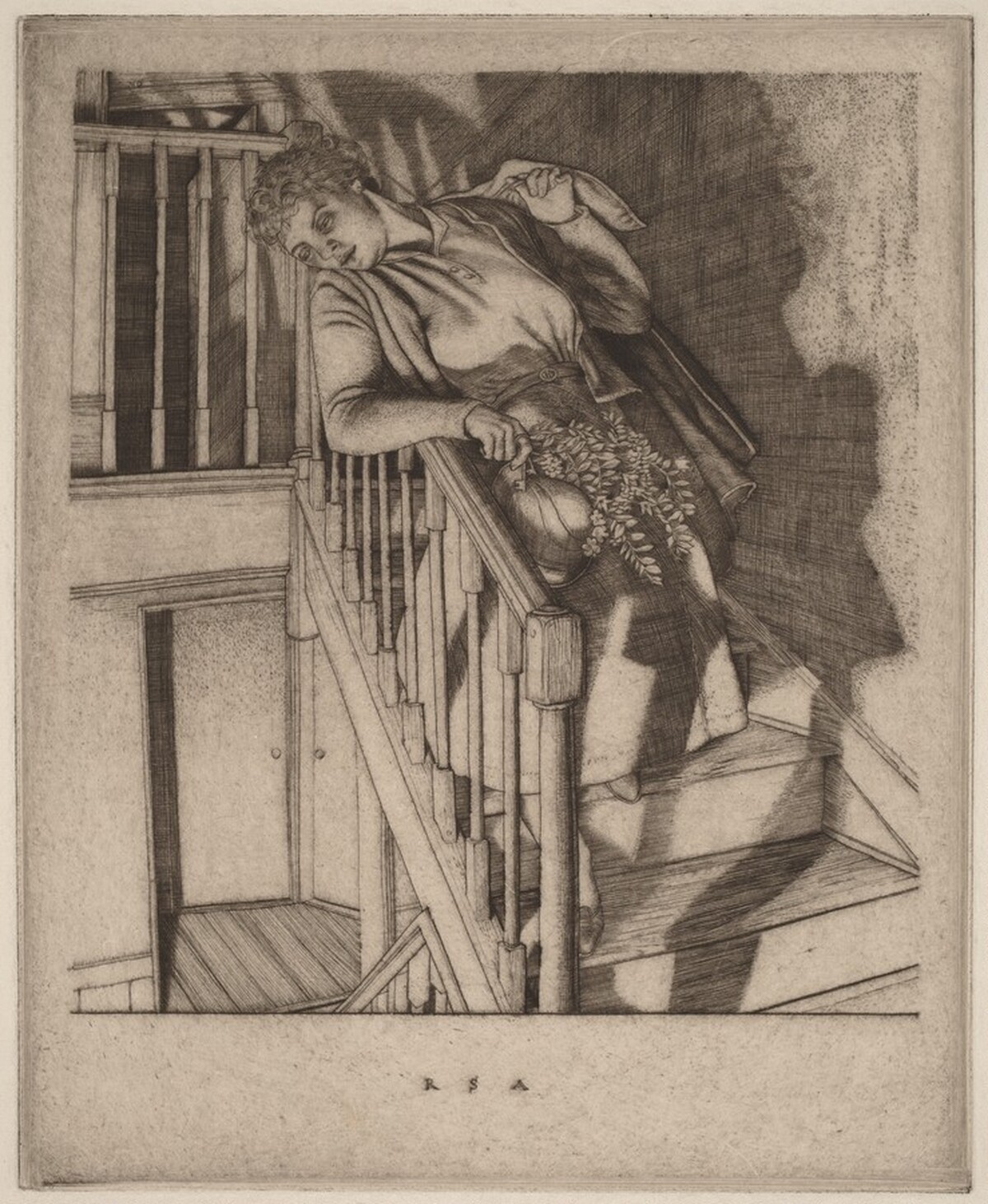 Girl on Stairs by Robert Austin