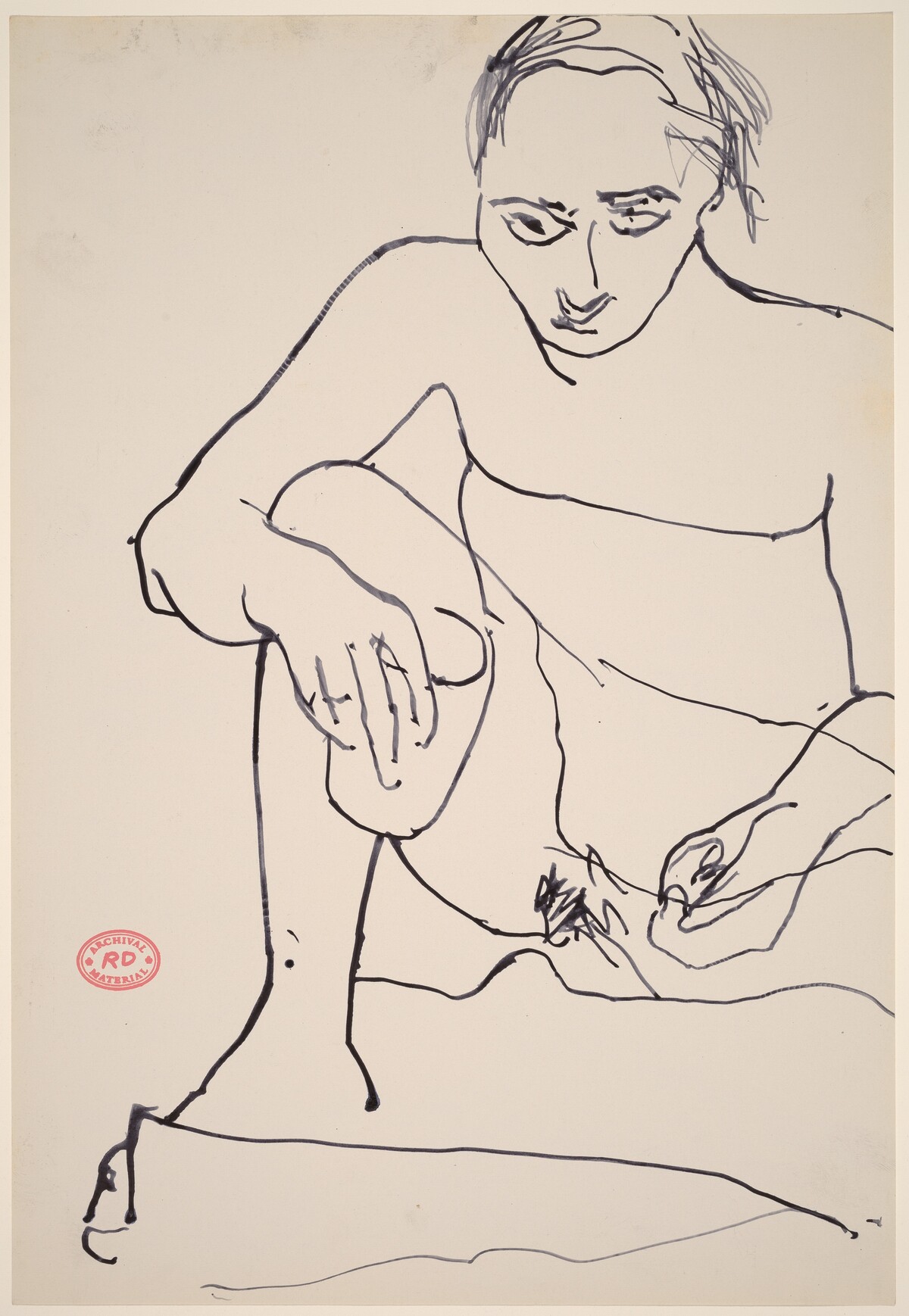 Untitled [seated female nude holding cup in right hand] by Richard Diebenkorn