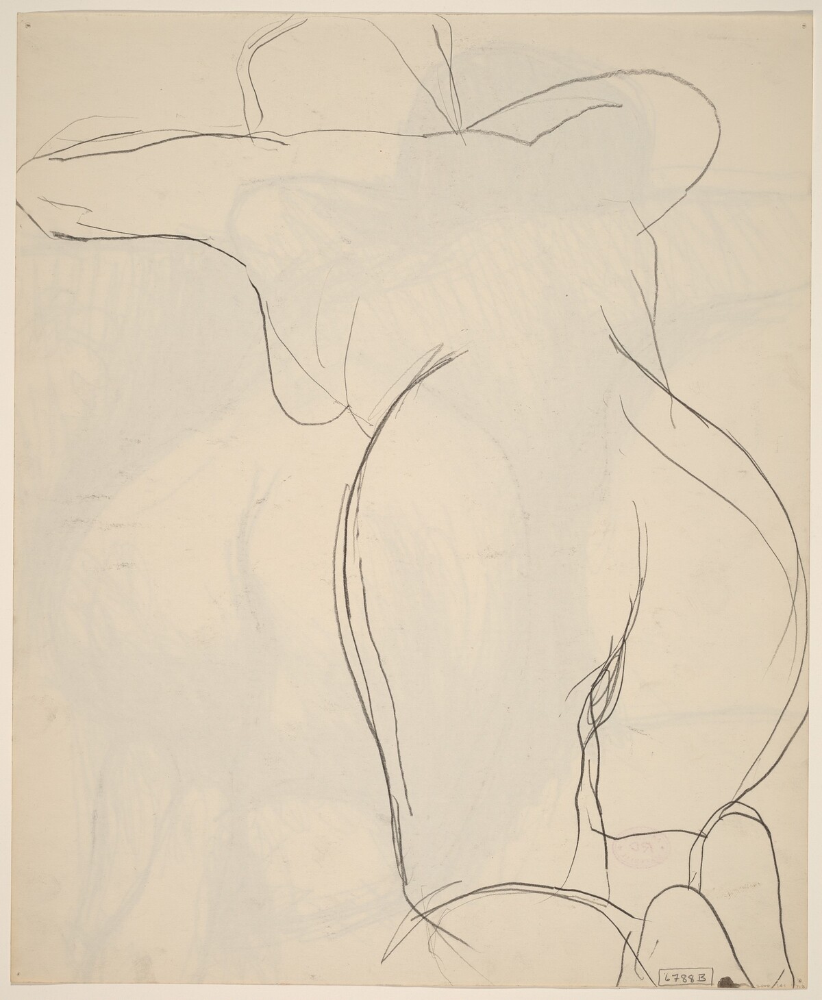 Untitled [back and buttocks view of a kneeling female nude] [verso] by Richard Diebenkorn