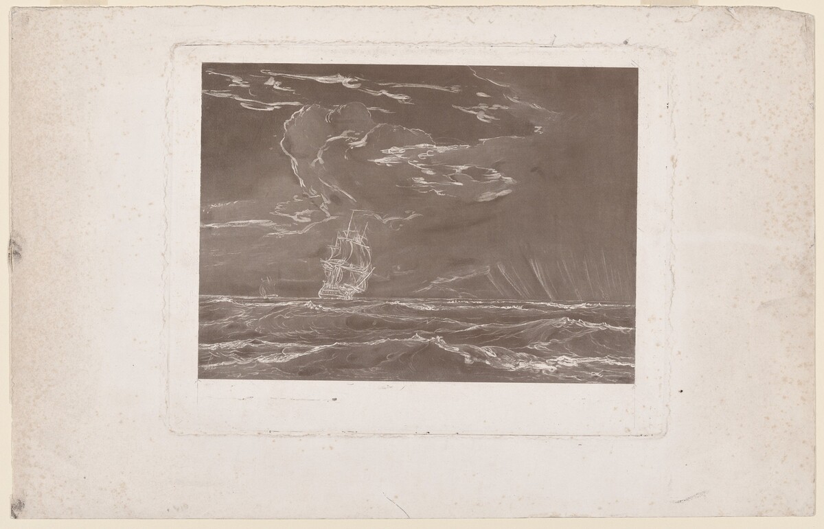 Ship in a Squall by Seth Wells Cheney and John Cheney after Washington Allston
