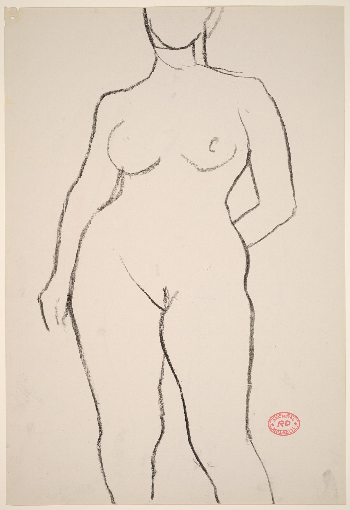 Untitled [front view of nude with left hand behind her back] [recto] by Richard Diebenkorn