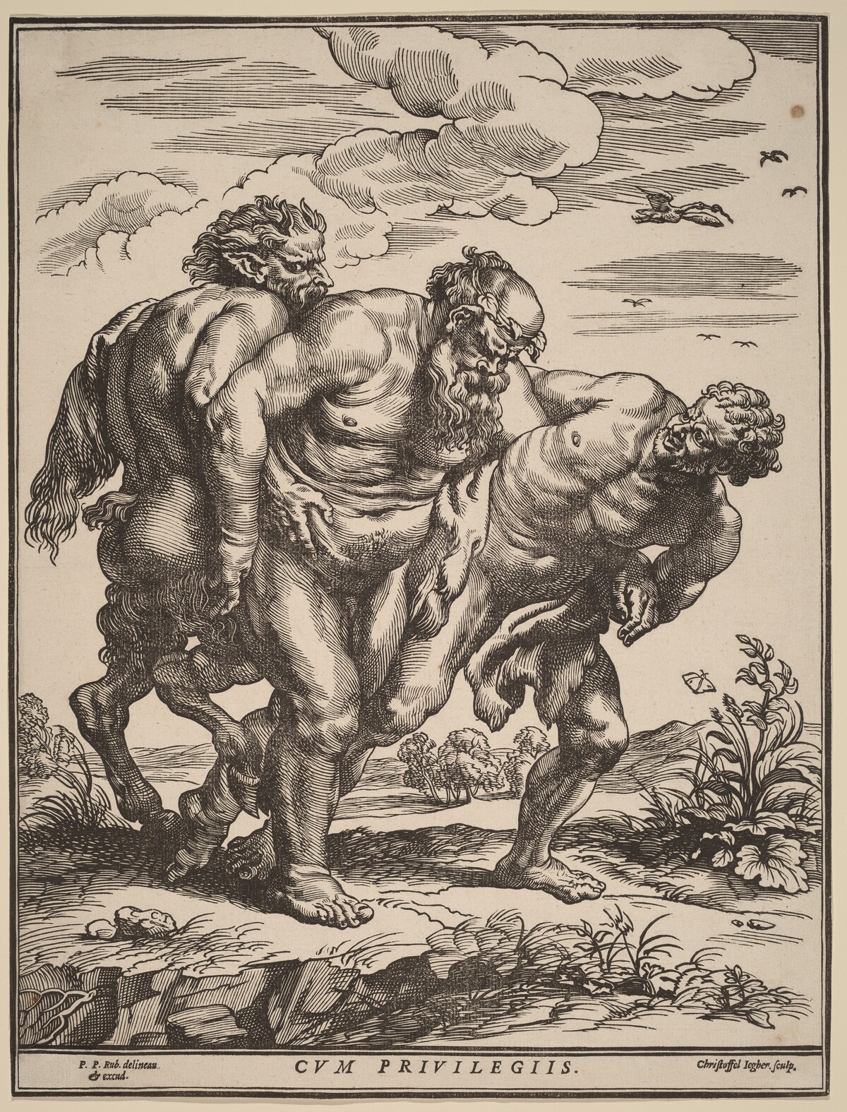 Silenus Accompanied by a Satyr and a Faun by Christoffel Jegher after Sir Peter Paul Rubens