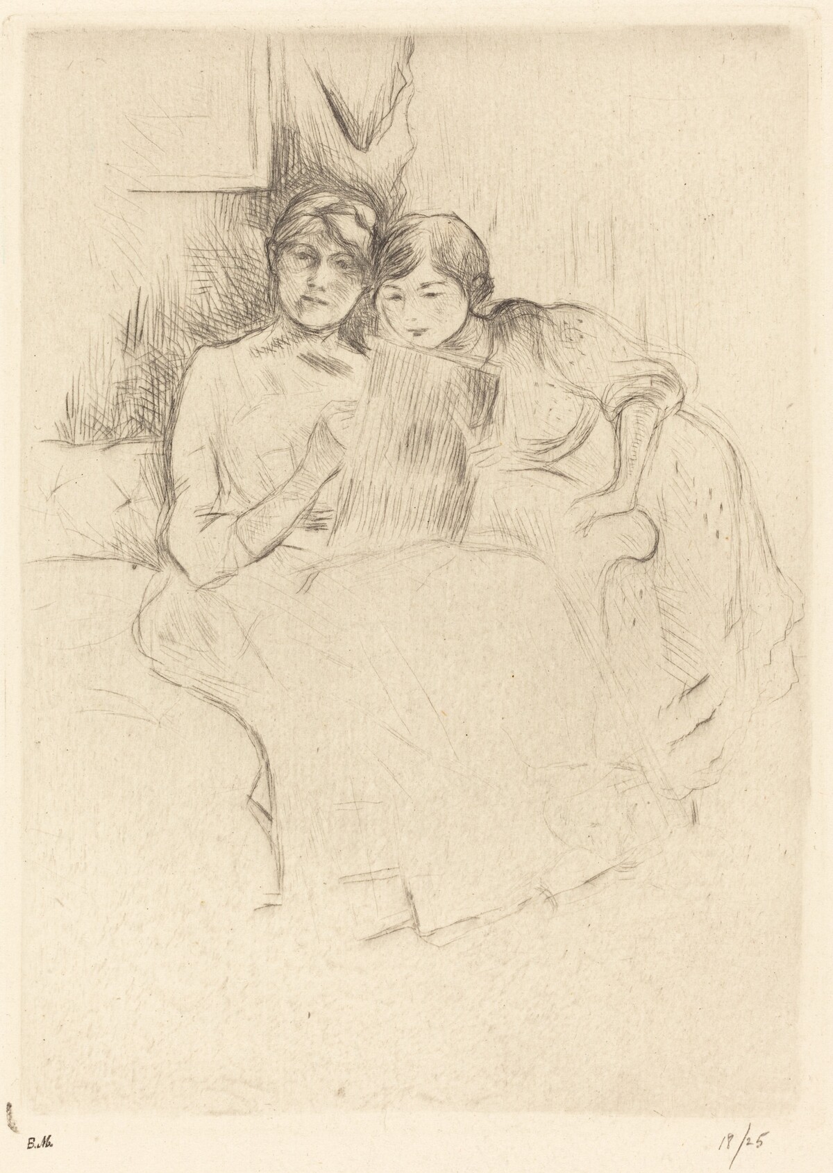 The Drawing Lesson (Berthe Morisot and her Daughter Julie Manet) by Berthe Morisot