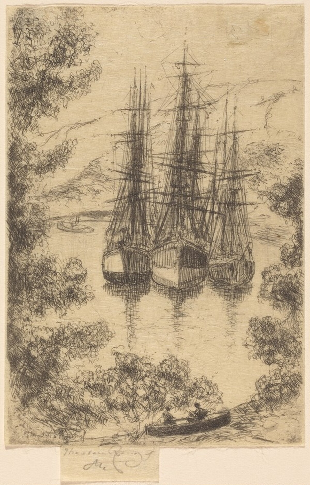 Ships at Fowey by Théodore Roussel
