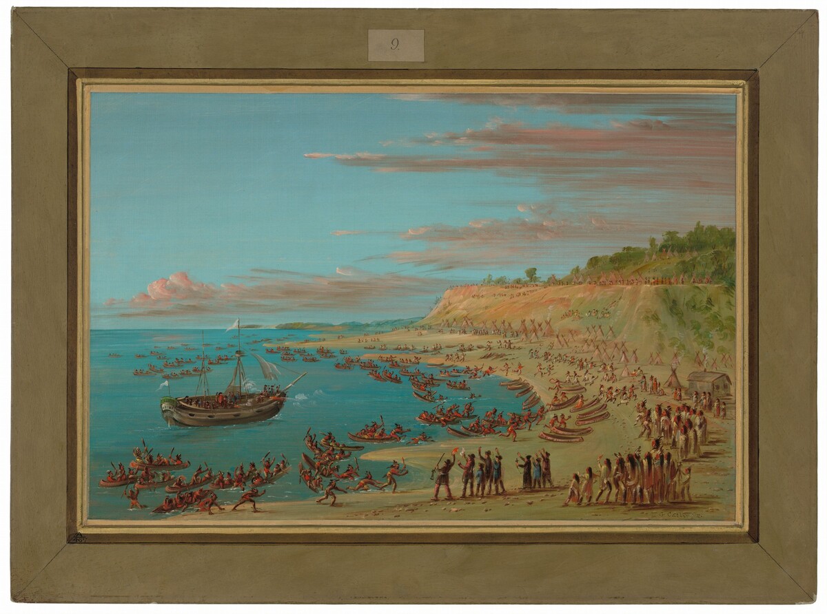 The Griffin Entering the Harbor at Mackinaw.  August 27, 1679 by George Catlin