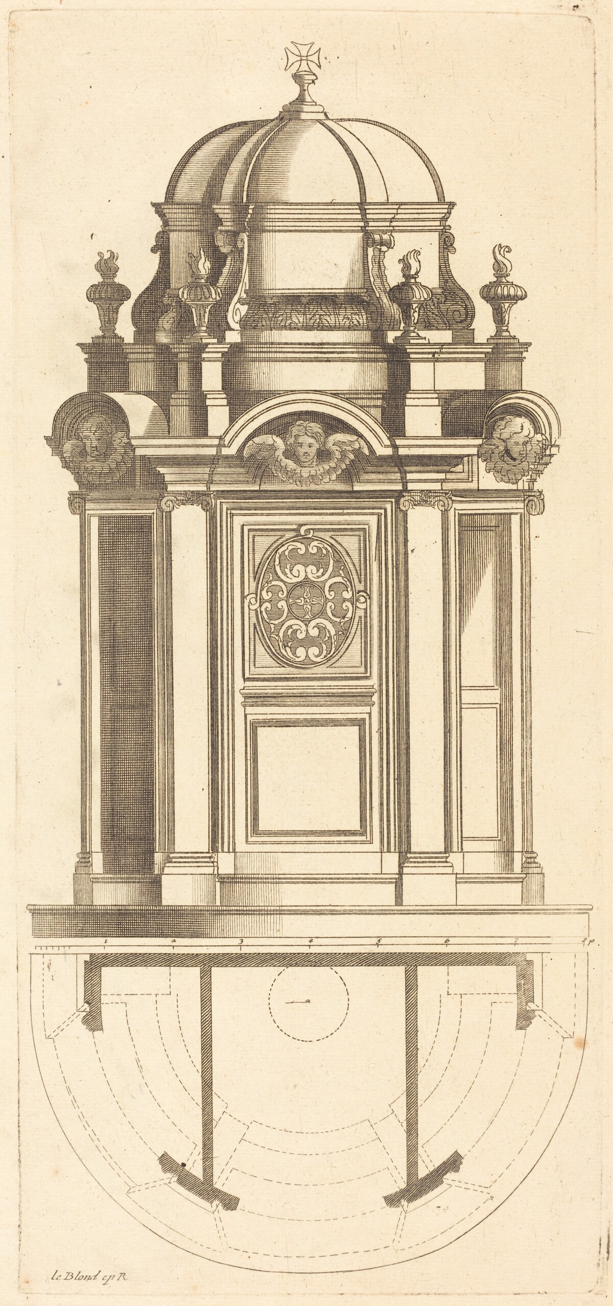 Plan et elevation des plus beaux confessionnaux de Paris, tres fidelemant mesure by Jean Le Blond