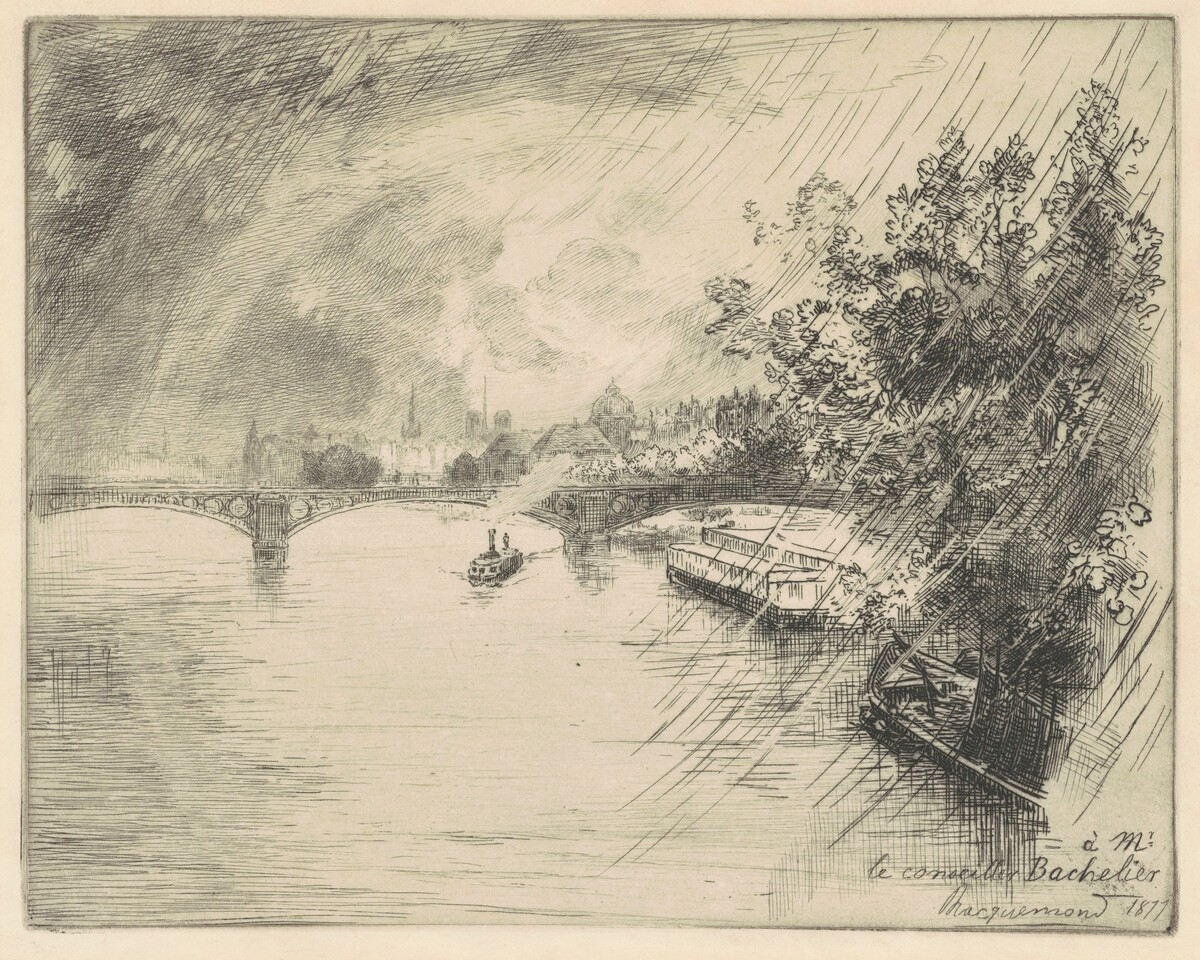 View of the Pont des Saints-Pères by Felix Bracquemond