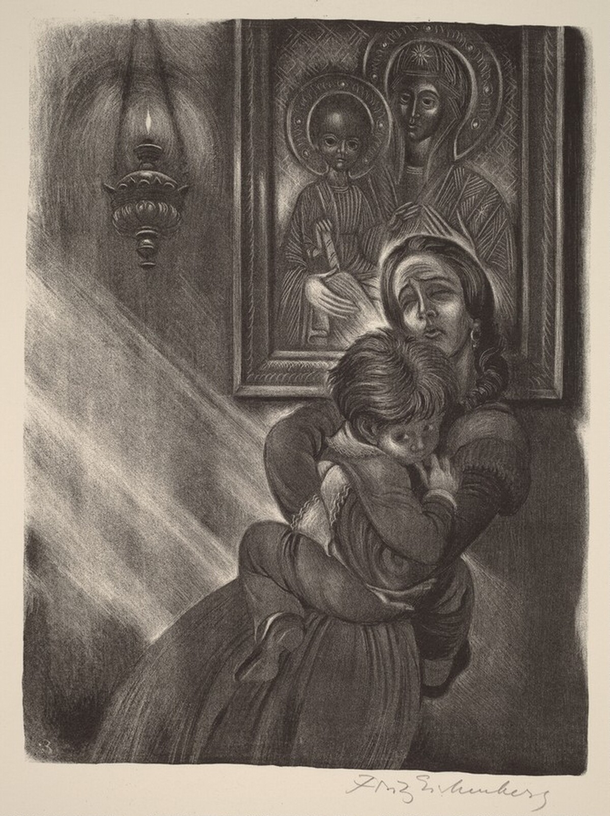 Alyosha the Boy (Book I: The History of a Family, facing p.14) by Fritz Eichenberg
