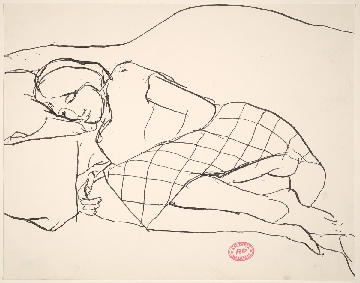 Untitled [woman in a checked skirt resting on her side] by Richard Diebenkorn